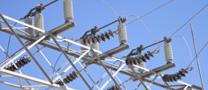electricity substation with power lines and insulators