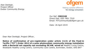 Confirmation of Ofgem pre-registration at Westbank