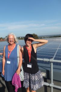 Gill Wyatt and Hertha Taverner-Wood with ECOE's Exeter College installation