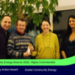 From left-right Andy Extance, Paul Whittall, Tara Bowers and Prina Sumaria collect the Highly Commended Fuel Poverty Action award
