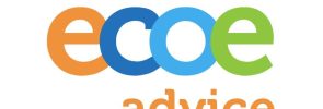 The ECOE advice logo - the letters e c o e in lower case, and the word advice in lower case below it. The first letter e is orange, the letter c is dark blue, the letter o is light blue and the e is green.