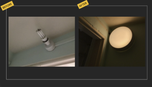 The Vestry area before and after the LED upgrade. 